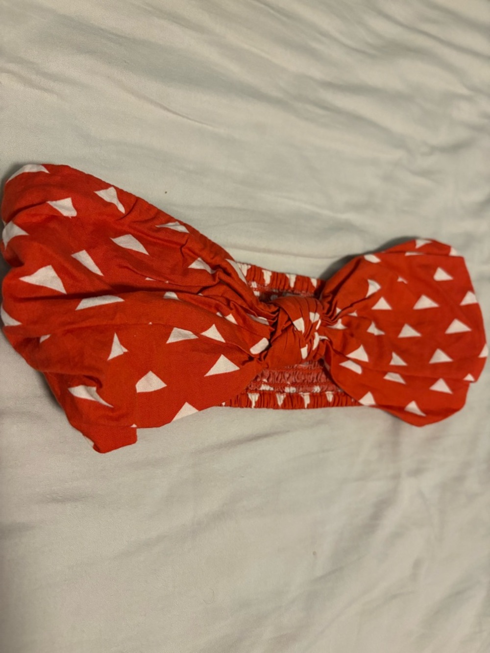 Red Triangle Print Bandeau Top